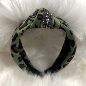 Green Leopard Knot Headband